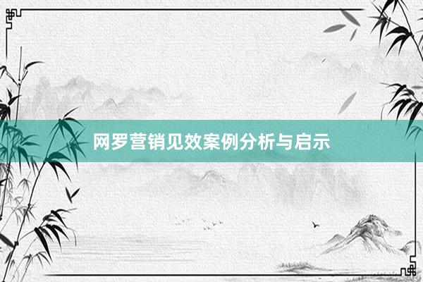 网罗营销见效案例分析与启示